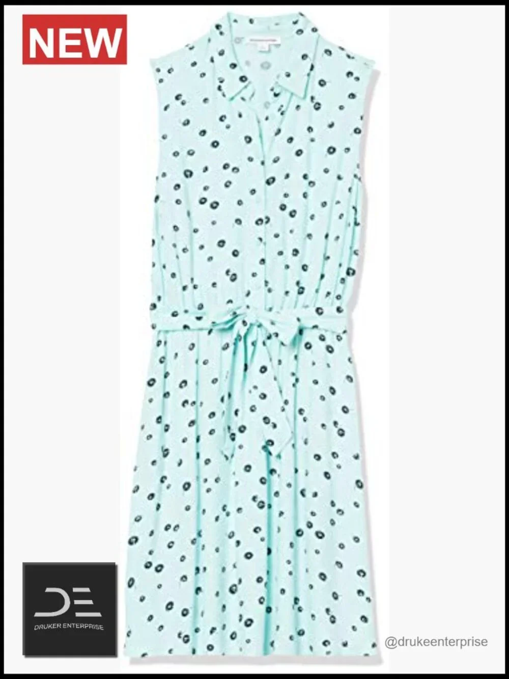 Women's Sleeveless Summer Shirtdress, Relaxed-Fit Woven Shirt Dress - Picture 4 of 6